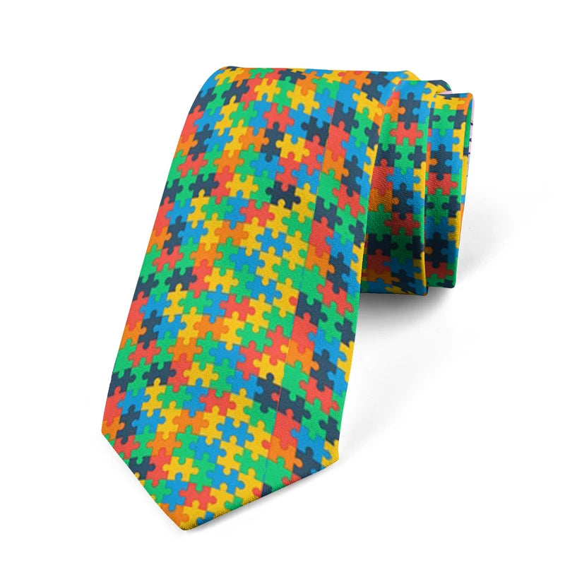 Puzzle Wide Polyester Shirt Suit Tie Men's Fashion Business Unisex Qme style4