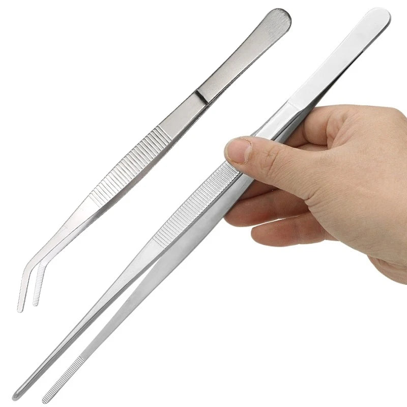 Stainless Multifuctional Steel Elbow Tweezers Aquarium Clip Long Qme