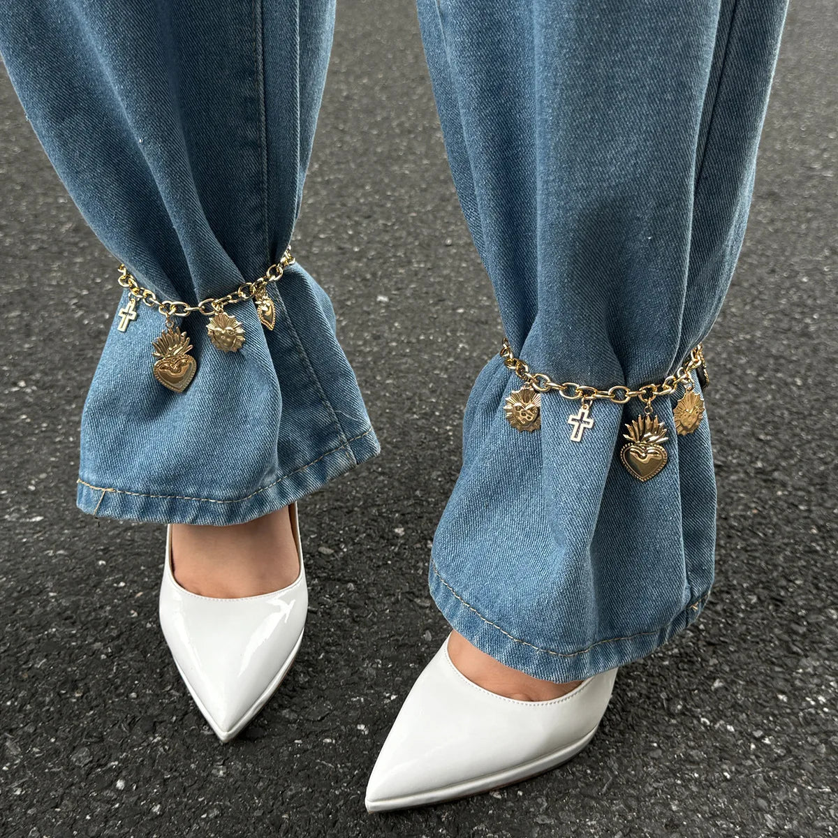 Fashionable Foot Bracelet with Metal Heart, Imitation Pearl; Unique Gift for Girls and Women Qme A5