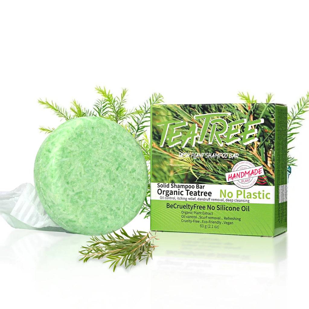 Natural Organic Tea Tree Essential Oil Soap Solid Shampoo Stick Qme