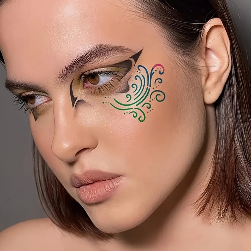 DIY Hand Drawn Face Painting Tattoo Stencil Spray Eyebrow Template Qme