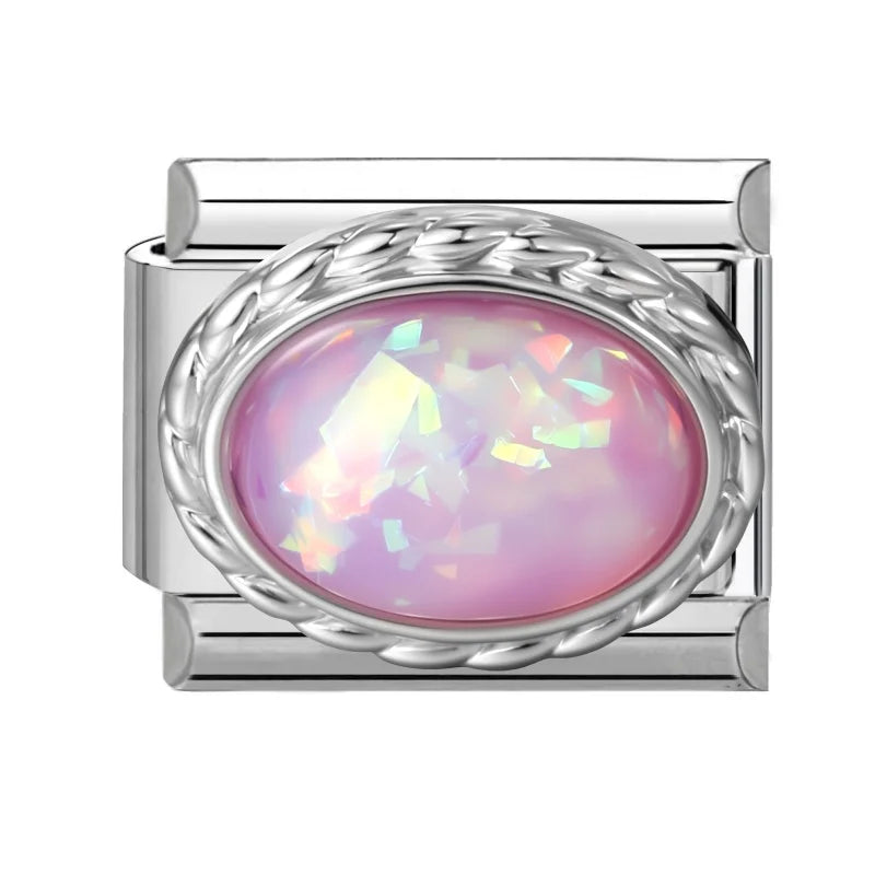 2026 Y2K Shiny Opal Gems Oval Bright Italian Charm Links Fit 9mm Stainless Steel Bracelet Women Jewelry DIY Making Dropshipping Qme Style 5
