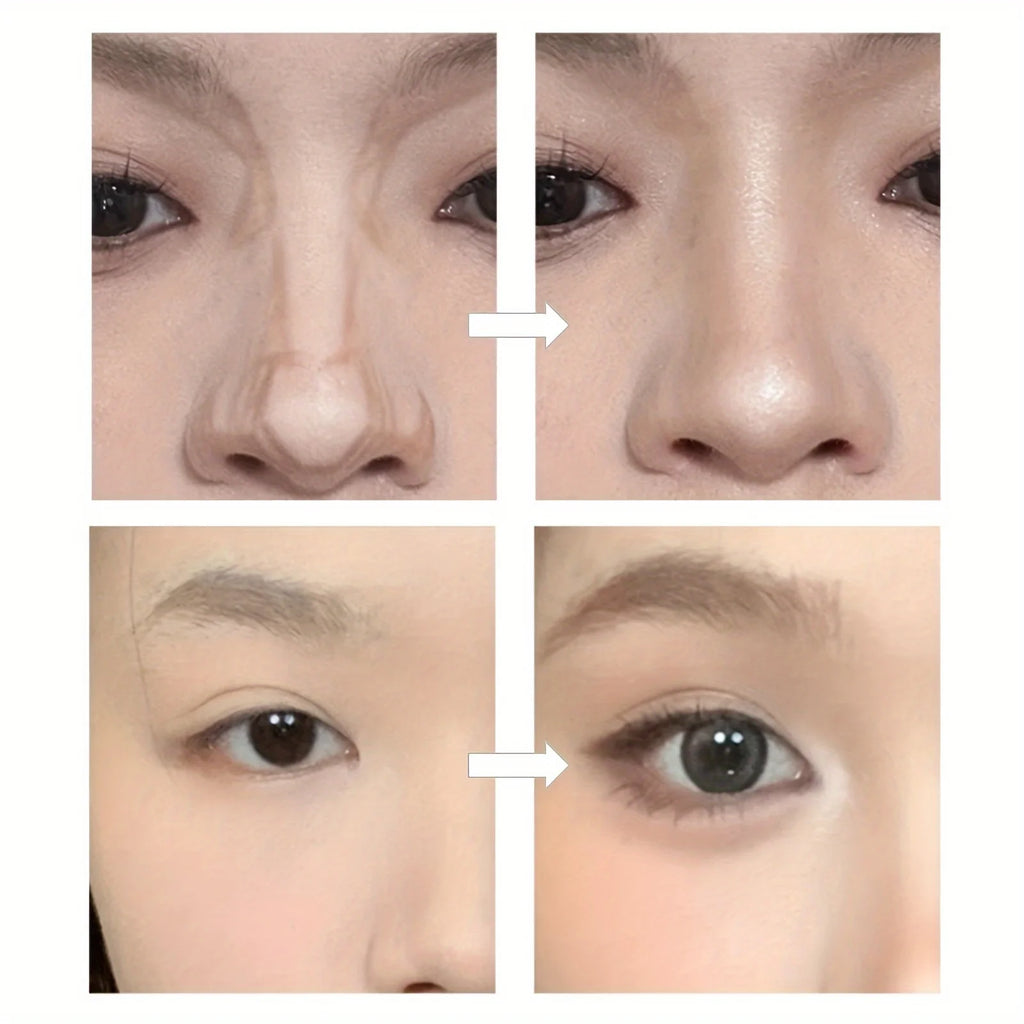 Highlighting & Bronzer Stick: Long Lasting Corrector with Brush, Brightening Concealer Pen, Nose Shadow, and Contouring Qme