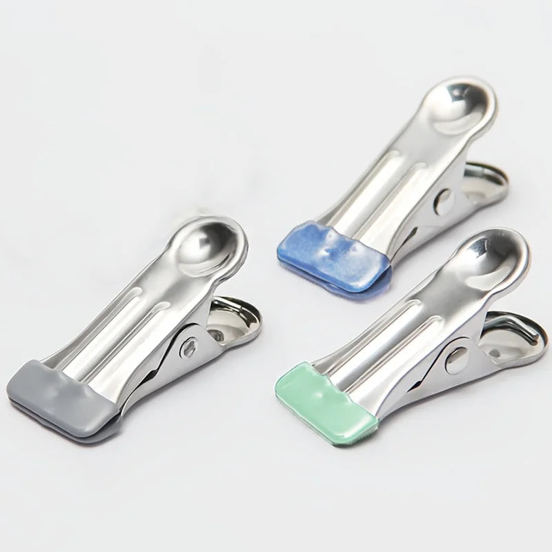 20/30pcs Stainless Steel Clothes Clip Is Used For Laundry, And Multi-Purpose - Used As A Bag Clip For Socks, Towels, And Snacks Qme