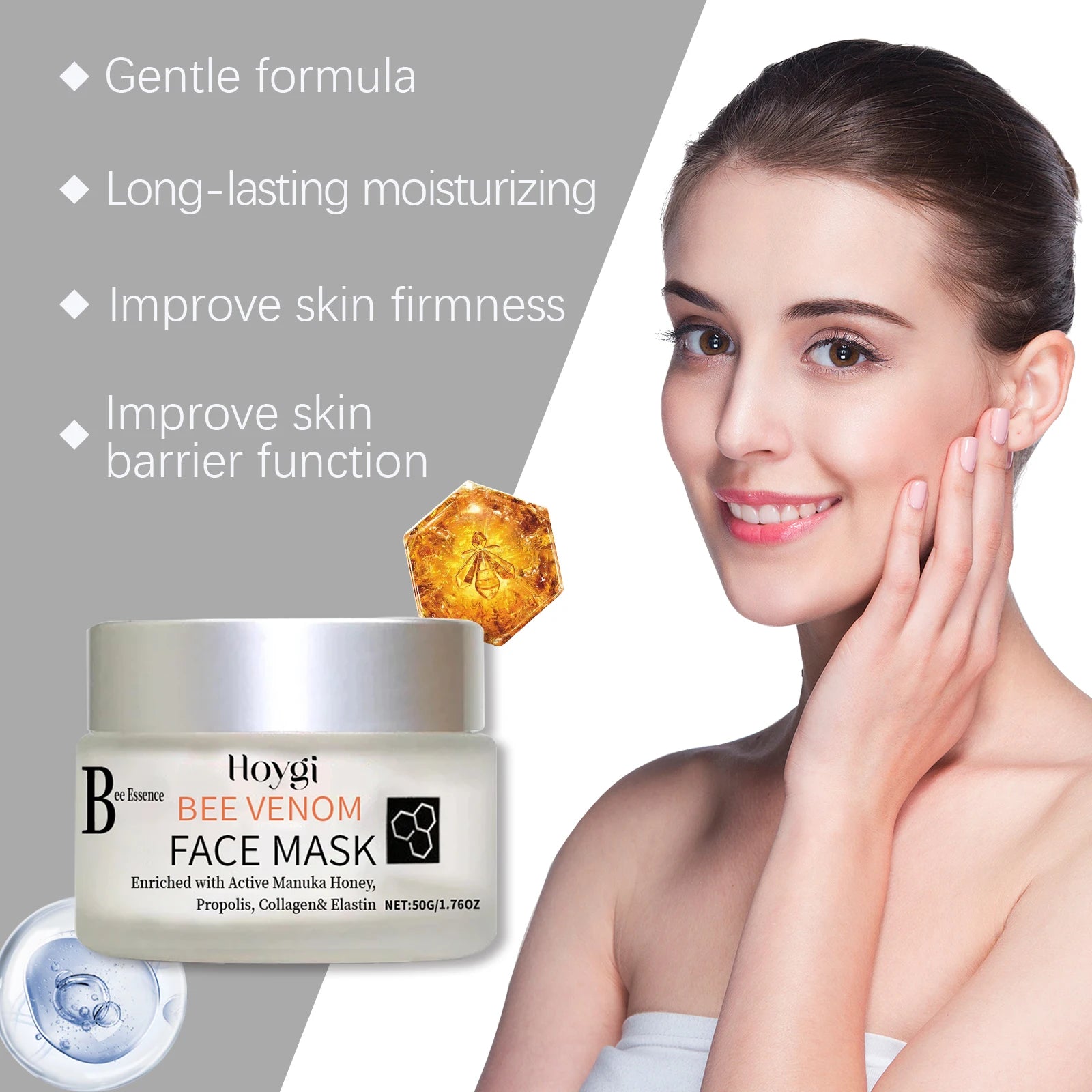 Propolis Facial Mask Moisturizing Brightening & Pore Purifying Soothing Bee Venom Firming Skin Facial Care Mask Nourishing Qme