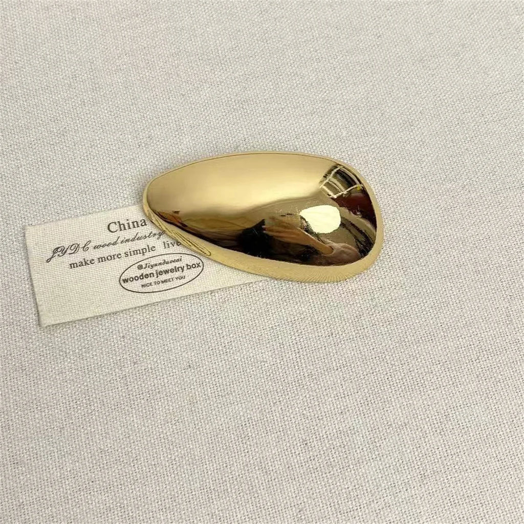 Metal Geometric Glossy Eggshell Broochs for Women Unique Exquisite Suit Corsage Pins Party Jewelry Fashion Accessory Qme