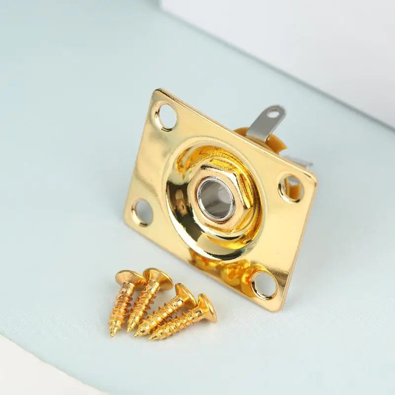 Metal Compact Guitar Jack Socket Plate Electric Output Square Shape Qme Gold