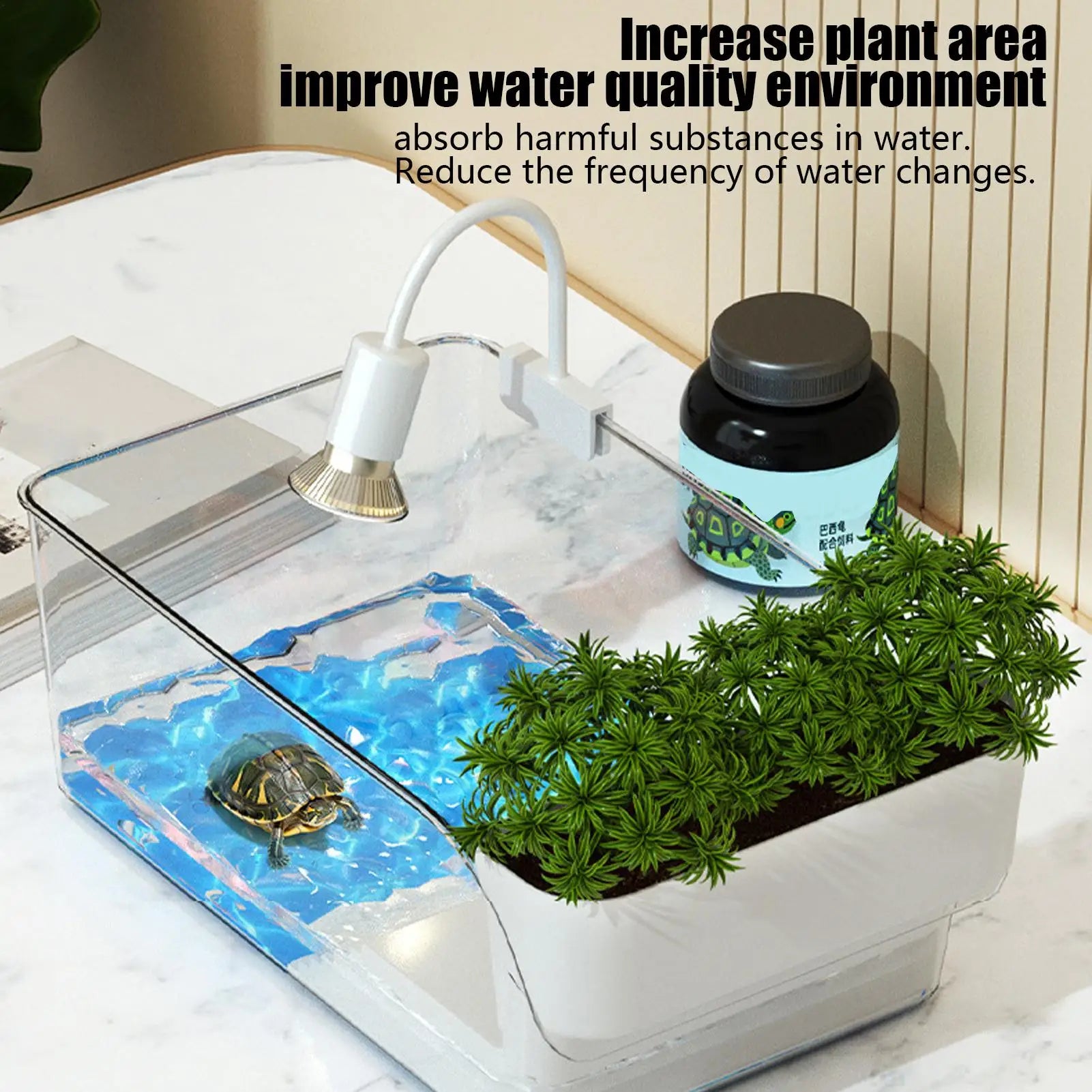 Small Turtle Tank Transparent Turtle Terrarium Small Tortoise Aquarium for Terrapin Home School Science Class Community Animal Qme