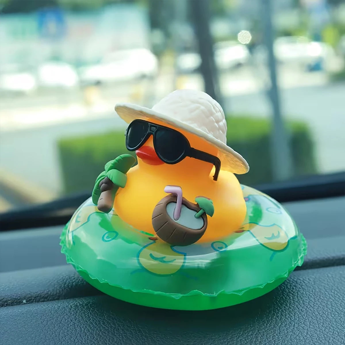 Summer Duck Cart Decoration Featuring Coconut Trees Green Swimming Qme