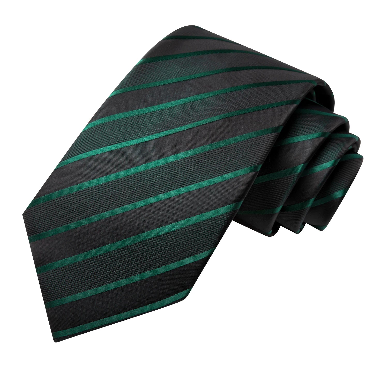 Black Green Striped Ties Men Wedding Accessories Mens Necktie Pocket Qme
