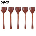 1/3/5 Pièces Wooden Spatula Spatule Cuisine Longue Poignée Bois Antiadhésive Accessoire Cuisine Pour Cuisson Ménage Qme Wooden spatula 5pcs