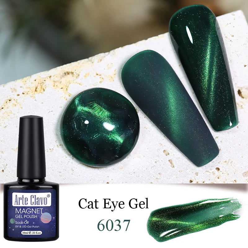 Arte Clavo Cat Eye Magnetic Gel Polish Green Red Semi Permanent Soak Qme 6037