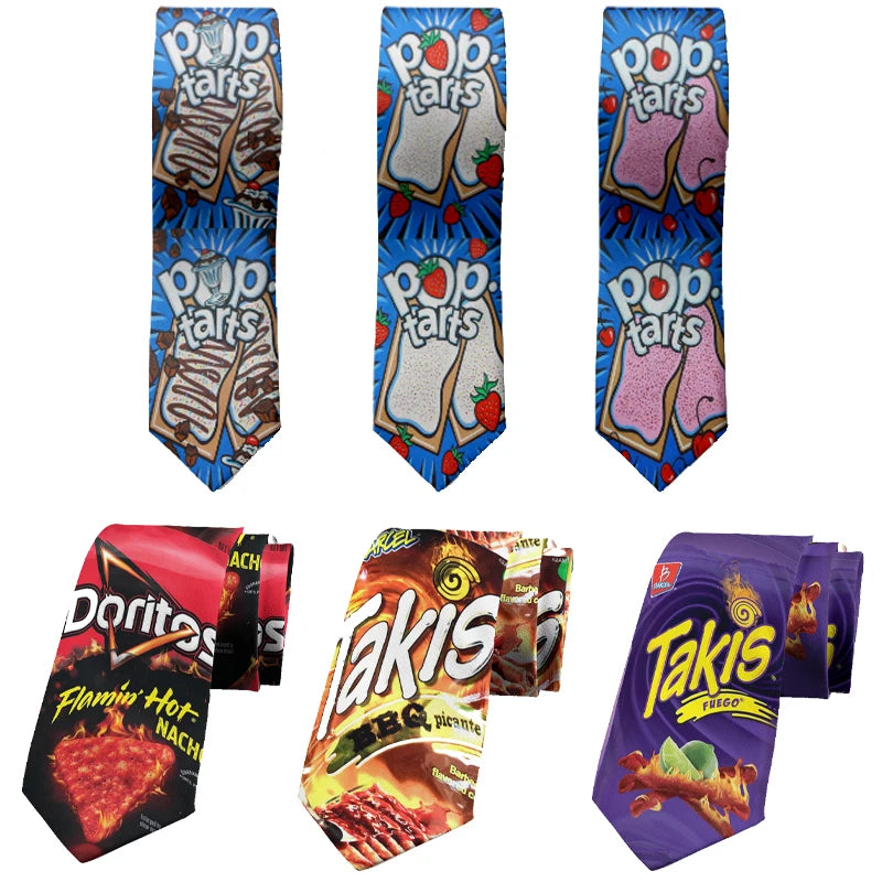 Novelty Interesting Food Printed Tie Fashionable Potato Chips Qme