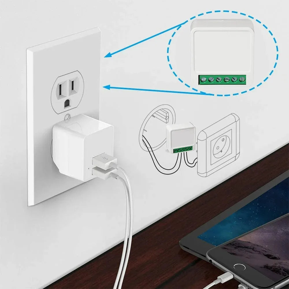 16A WiFi 2 Way Control Tuya Mini DIY Switch Smart Life App Smart Home Automation Module Interruptor Work for Alexa Google Home Qme
