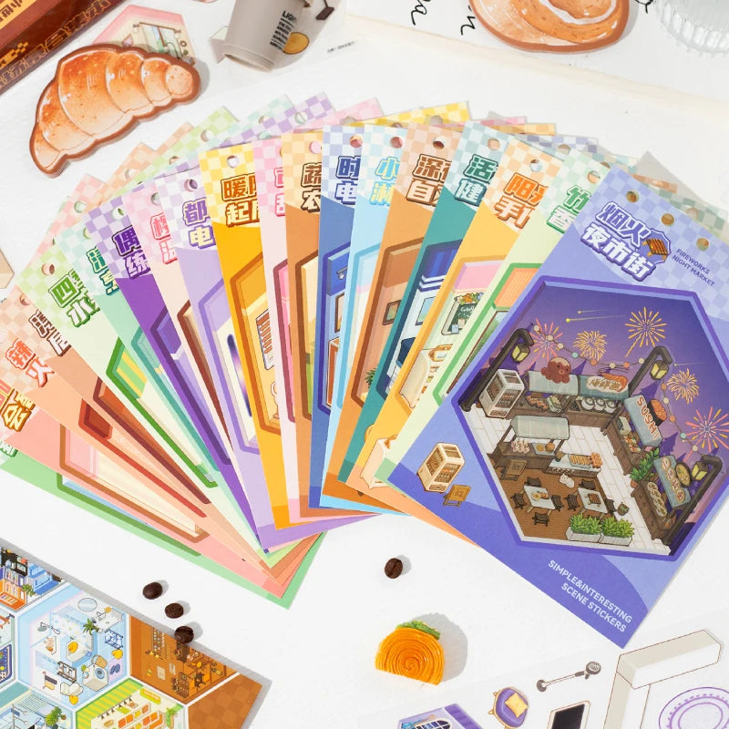 40 Sheets/Bag Mini World Scenery Stickers Set for Scrapbook Journal DIY Planner Phone Case Notebook Decoration Craft Gift Qme