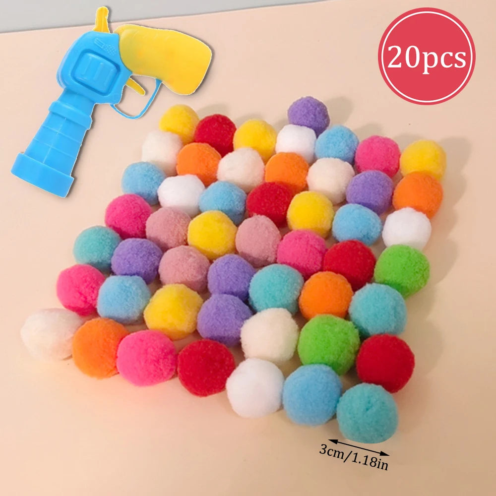 Random Cat Toy Interactive High Fun Toy Gun Plush Ball Firing Gun Silent Polyester High Bounce Ball Fun Cat Stick Qme
