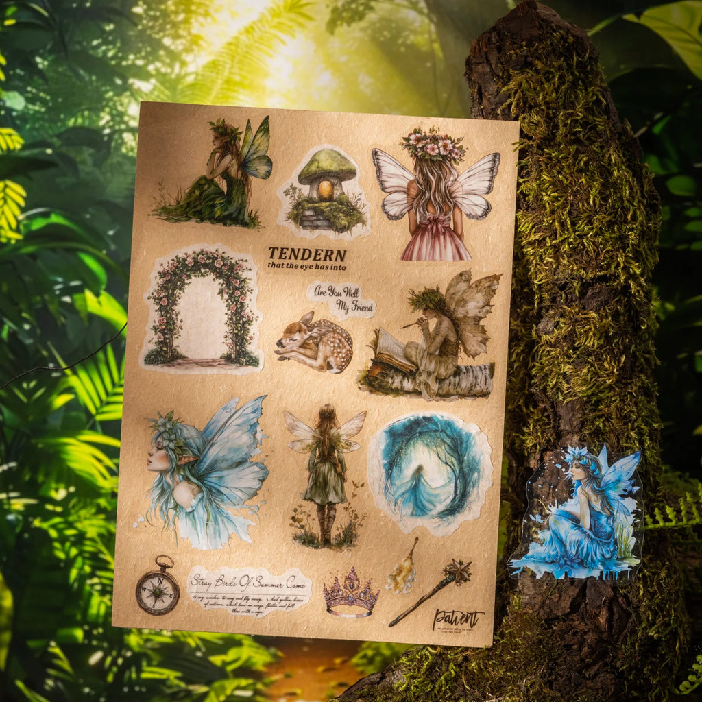 Forest Elf Theme Sticker Book 20 Sheets/Bag for Scrapbooking DIY Collage Material Background Decoration Journal Supplies Qme