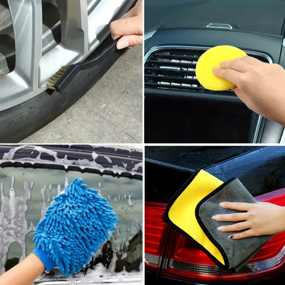 Car cleaning kit, car cleaning detail brush, all-in-one car cleaning set, one-stop vehicle maintenance kit Qme