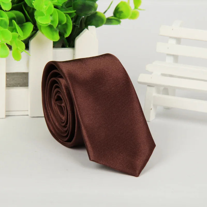 Men Tie Silk Polyester Necktie Classic Formal Solid Plain Pink Black Qme st-15