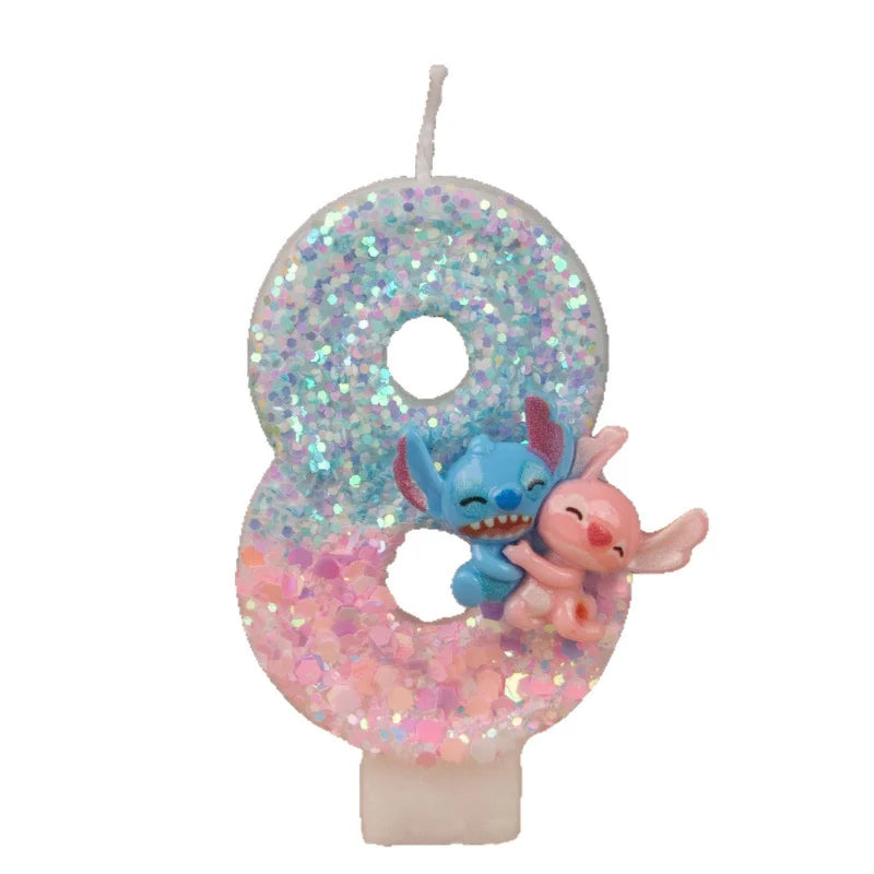 Stitch and Lilo Couple-Themed Number Candles Creative “Hugging” Candles for Birthday Cakes Festive Candles Qme
