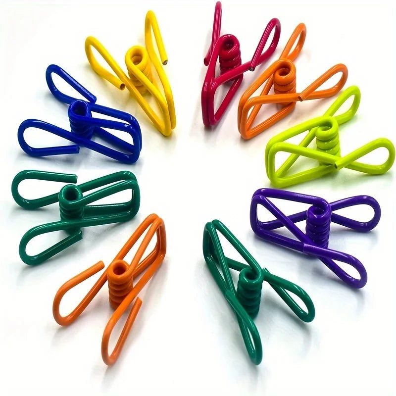 8pcs Colorful Multifunctional Coated Metal Spring Clips for Laundry Photo Paper Snack Bag Sealing Home Outdoor Use Qme