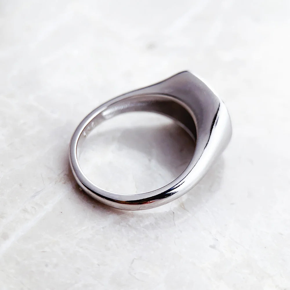 Signet Ring Vintage Star Fine Jewerly For Women Men Summer Energetic Gift In 925 Sterling Silver Qme