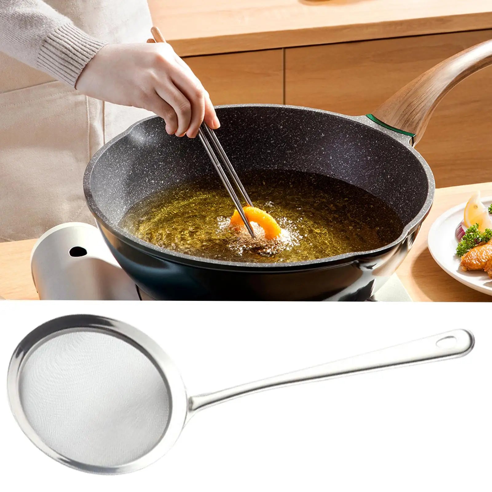 Fine Mesh Sieve Kitchen Colander Handle Multi-purpose Baking Cooking Qme