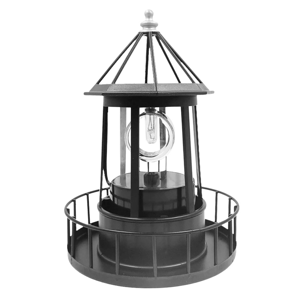 Lighthouse Shape Solar LED Lights Garden Lawn Outdoor Beam Rotating Beacon Lamps Qme Yard Lighting