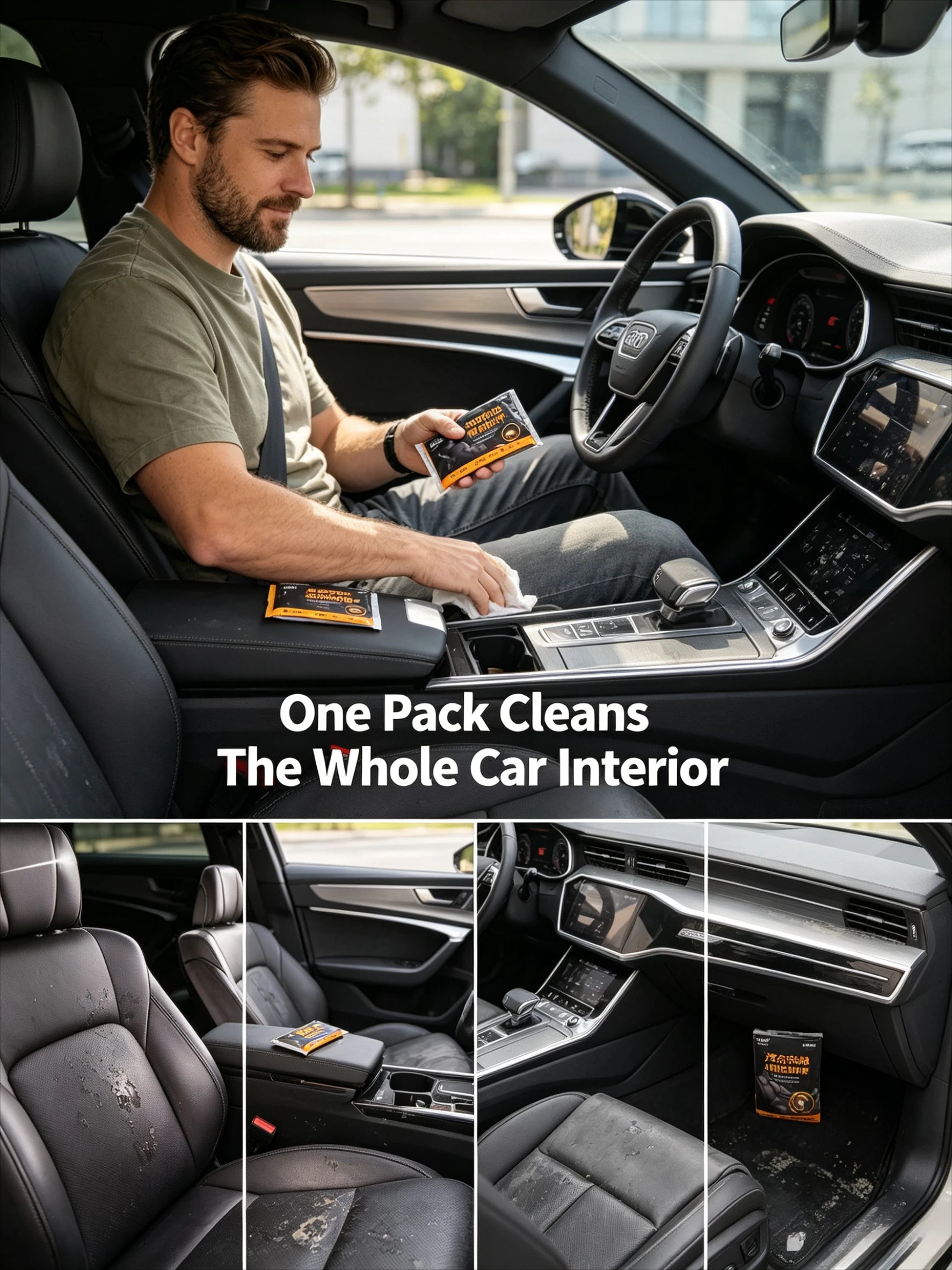 Multi-functional car cleaning wet wipes, suitable for all car interiors. Strong cleaning power, a must-have for car owners. Qme