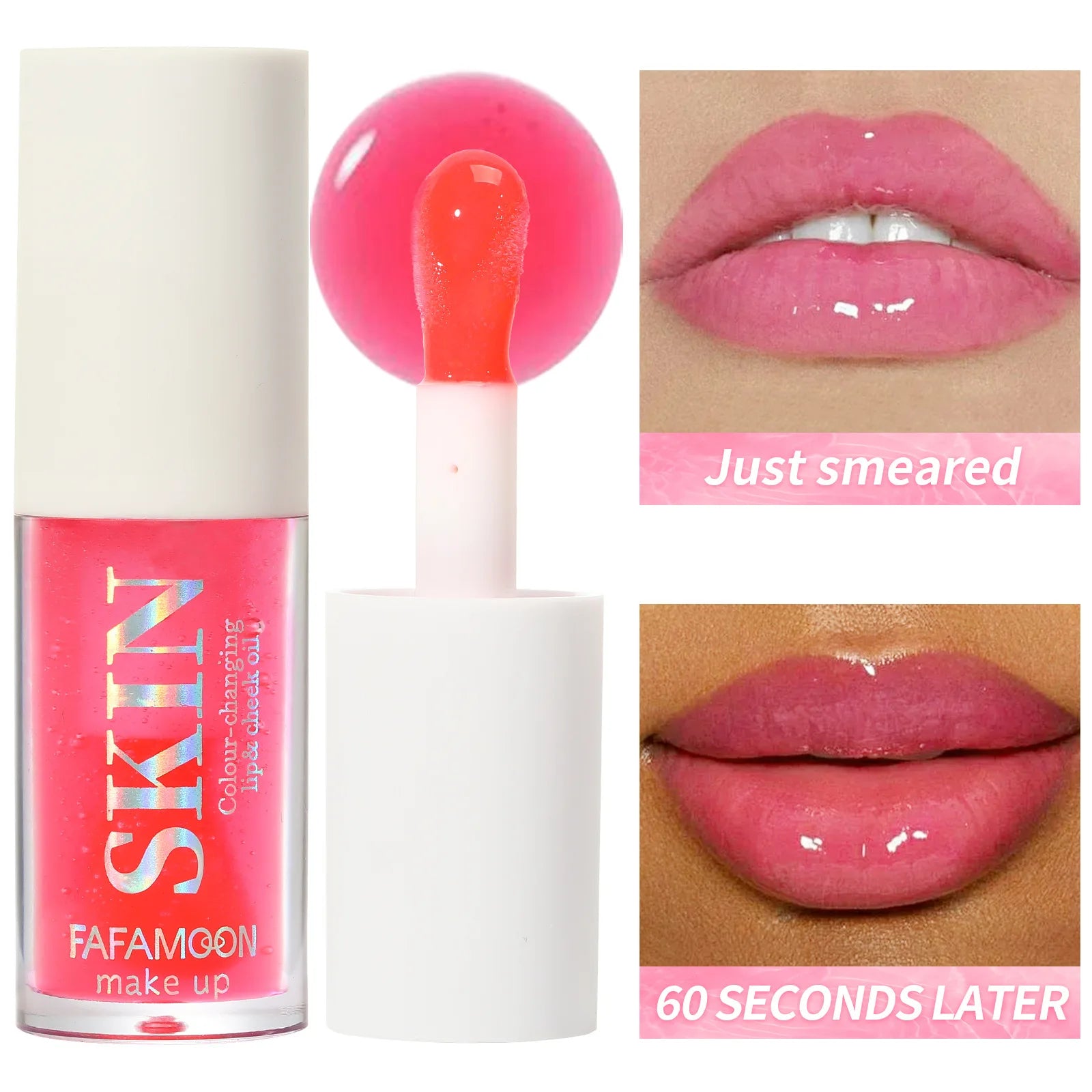 Black Brin Jelly Lip Oil Moisturizing Lip Gloss Lip Plumper Color Changing Nutritious Transparent Cherry Mineral LipOil Tinted Qme 01