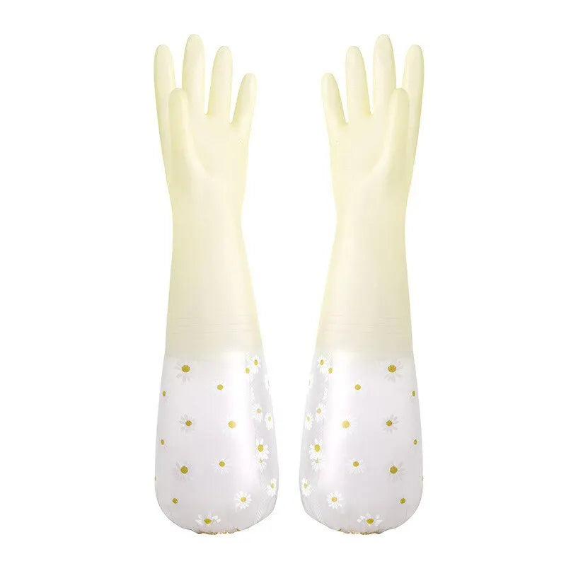 Waterproof Housework Cleaning Gloves Kitchen Cleaning Latex Household Dishwashing Laundry Gloves Wear Resistant Rubber Gloves Qme yellow
