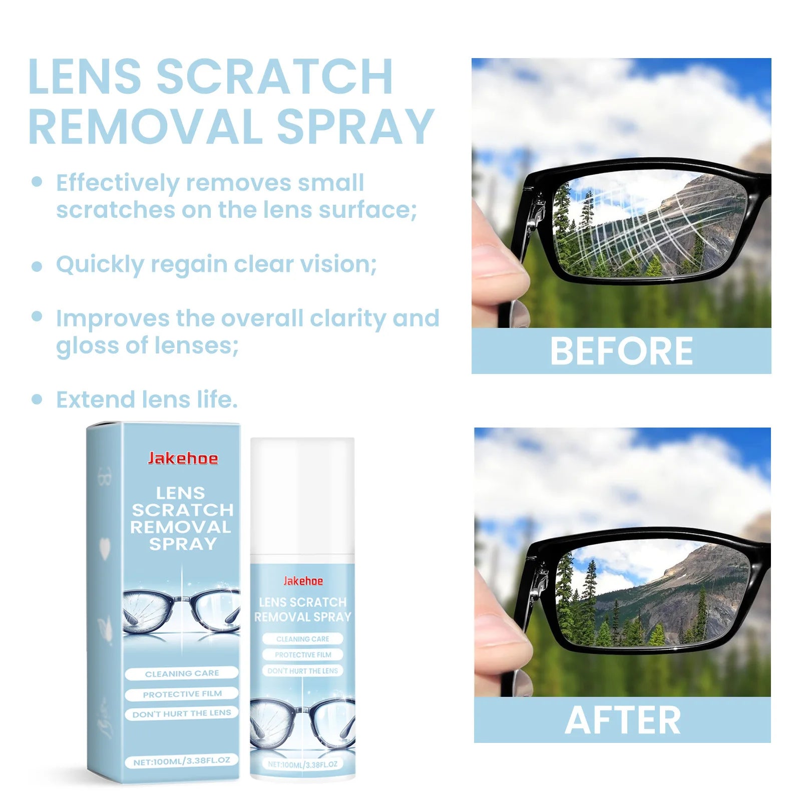Eyeglass Cleaner Spray Sunglasses Scratch Removal Glasses Fingerprints Cleaner Eyeglass Lens Defogger Glasses Cleaning Solution Qme