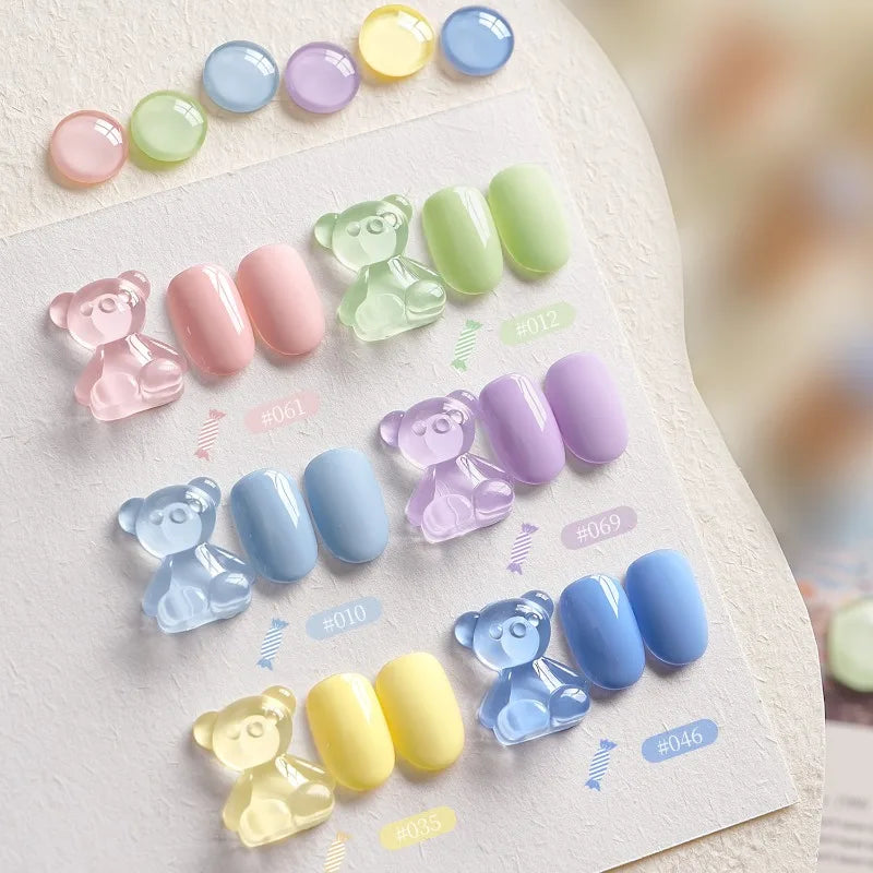 Candy Color Gel Nail Polish Set, 6 Colors High Saturation Macaron Solid Nail Gel, Pastel Purple Peach Pink Salon Quality Varnish Qme