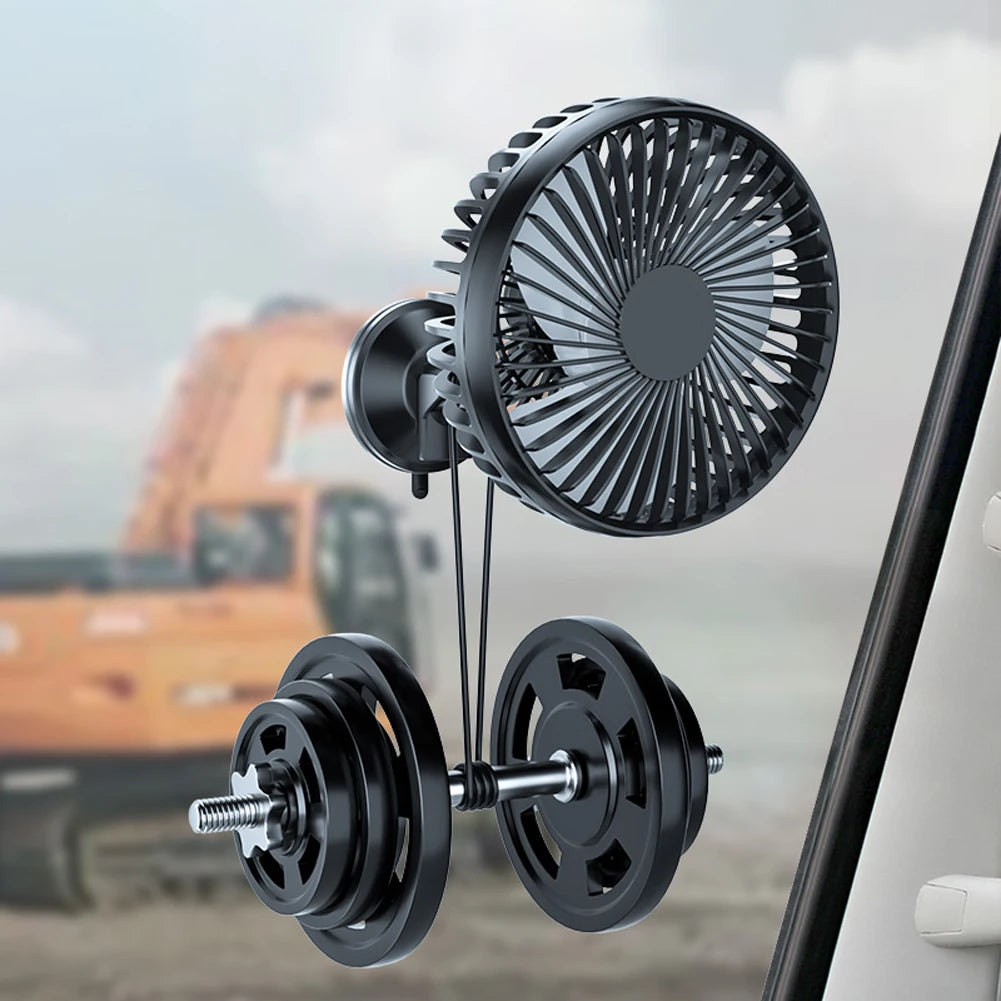 12V/24V USB Car Dashboard Cooling Fan with Suction Cup Single Head Car Fan 360 Degree All-Round Car Air Fan for Car Truck SUV RV Qme