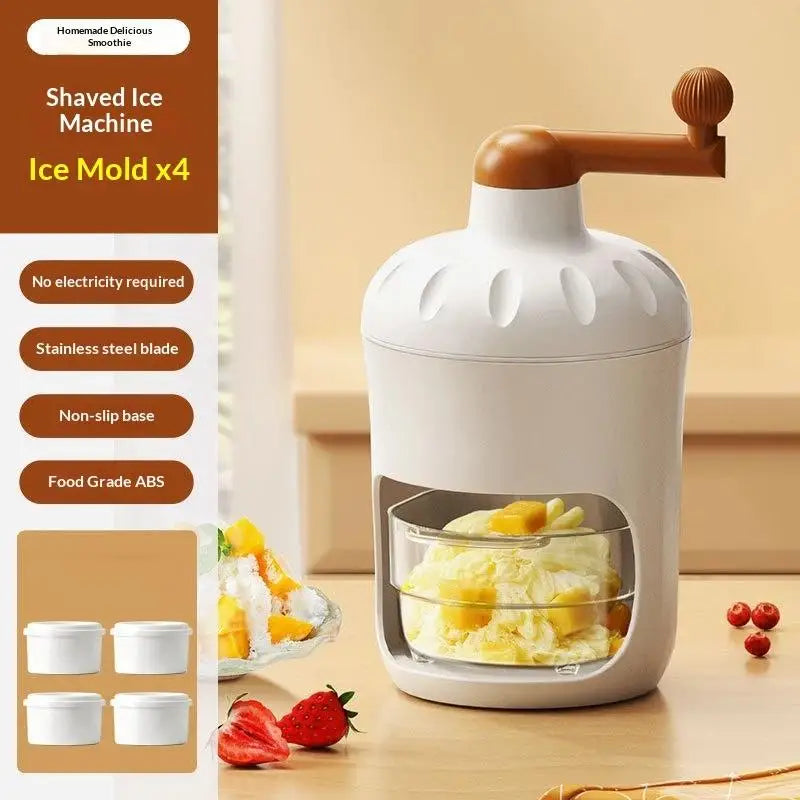 Shaved Ice Machine Small Manual Ice Crusher Home Hand-cranked Machine Making Smoothie Machine Practical Portable Ice Cream Tools Qme A8