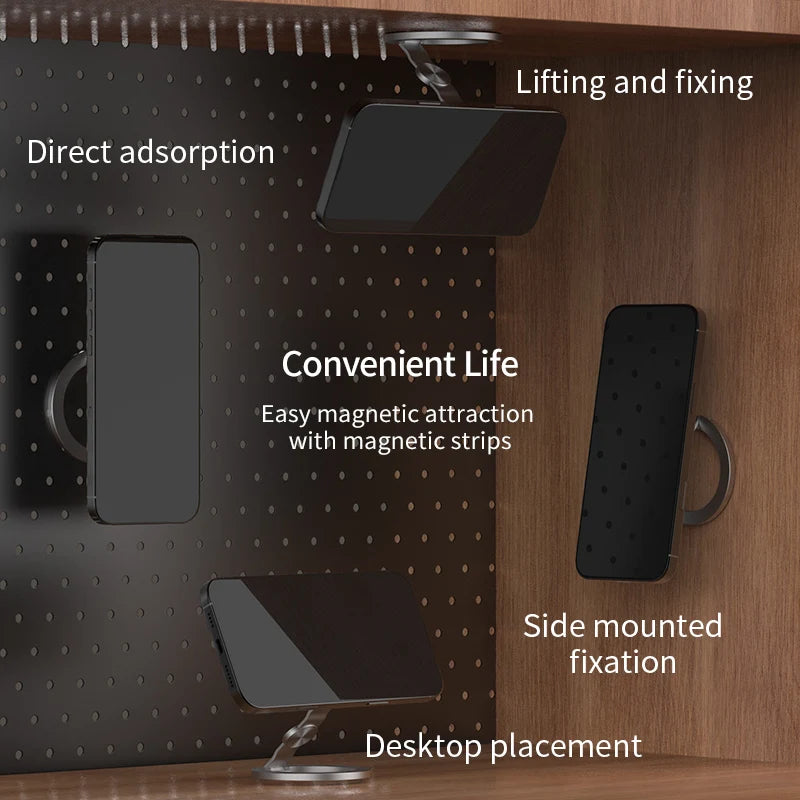 Foldable Double-Sided Mobile Phone Holder for iPhone 17 16 15 14 13 Portable 360° Rotation Stand with Strong Magnet Finger Grip Qme