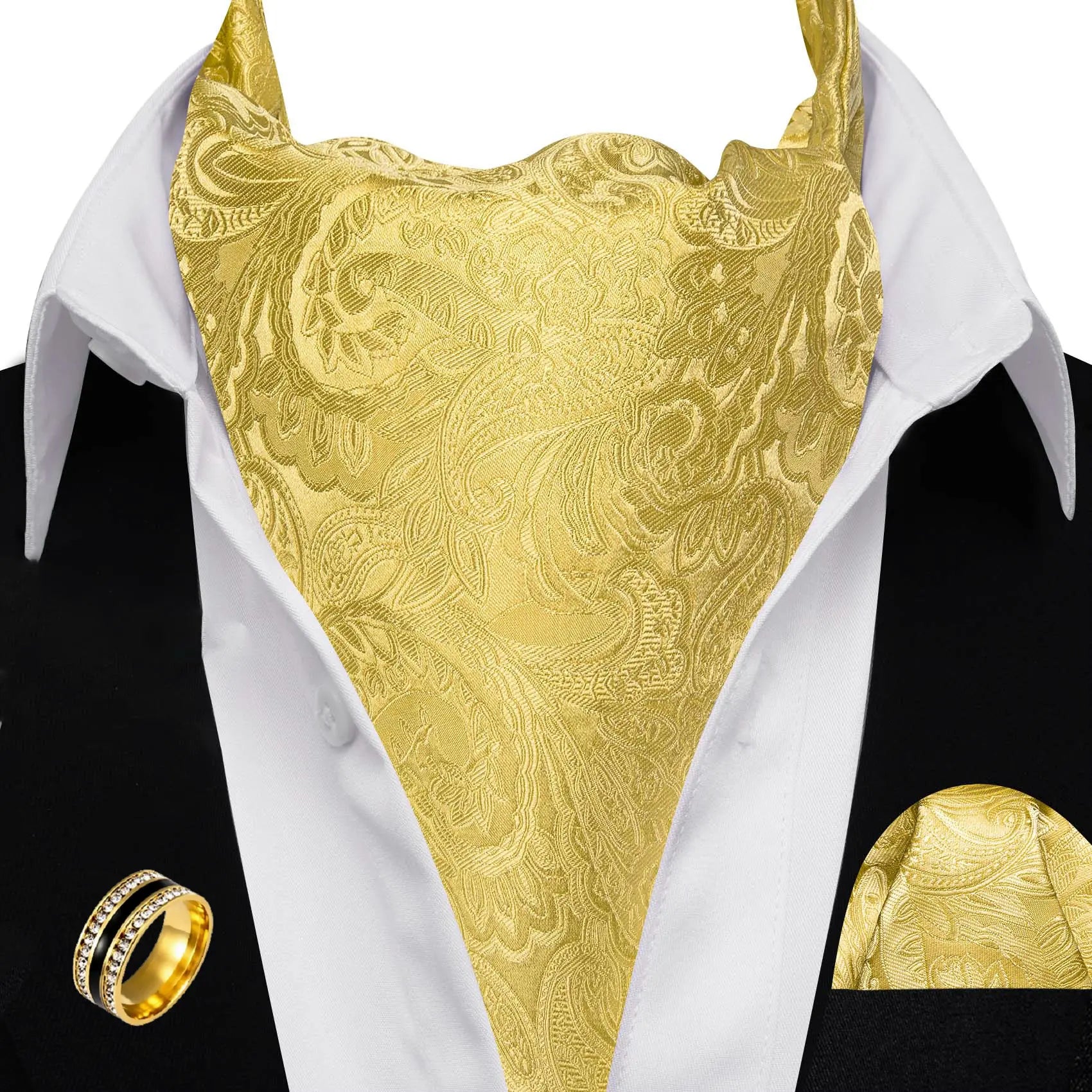 Ascot Tie Classic Cravat Pocket Square Decorative Ring Fashion Men's Qme DPT-AS-0009-JZ0020