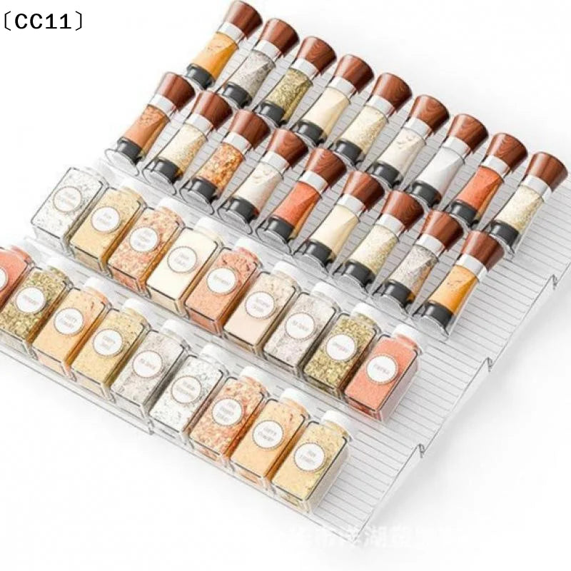 Clear Plastic Expandable Spice Rack Organizer Tilted Design Kitchen Qme
