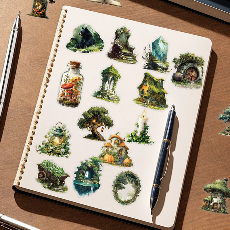 Transparent Forest Theme Green Series Decorative Graffiti Stickers Qme Default Title