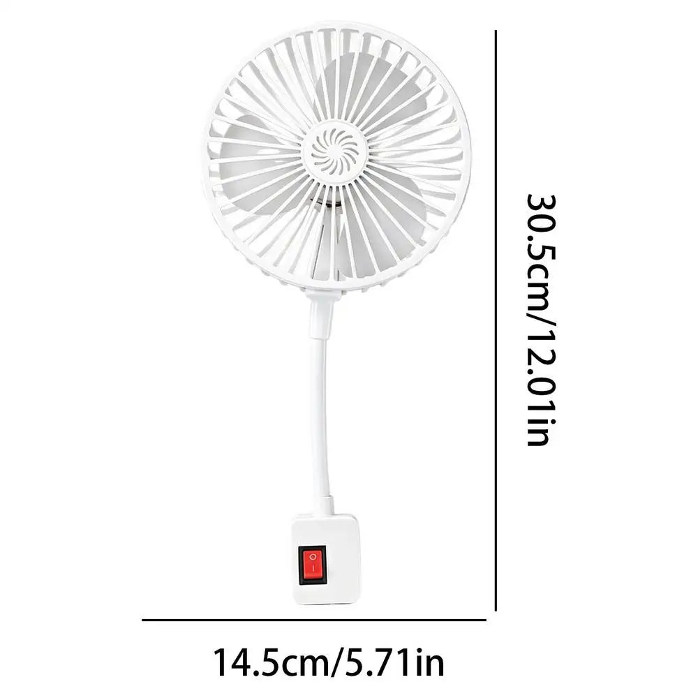 Electric Fan Quiet Adjustable Cooler with Plug Adapter Mini Fan for Office Car Room Beach Tent Home Travel Camping Qme White