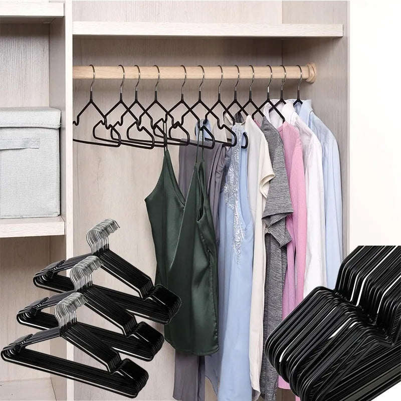 10pcs Metal Traceless No-slip Clothes Hangers Durable Strong Clothes Racks Household Space Saver Organization Bedroom Qme
