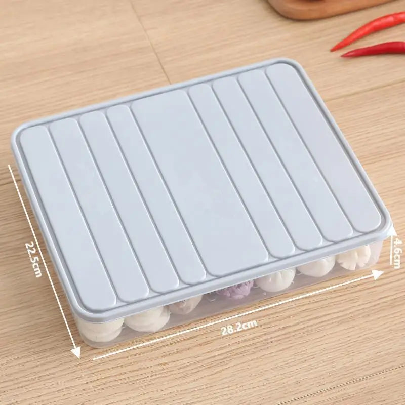 Food Egg Crisper Box Refrigerator Dumpling Wonton Fresh-keeping Qme Gray