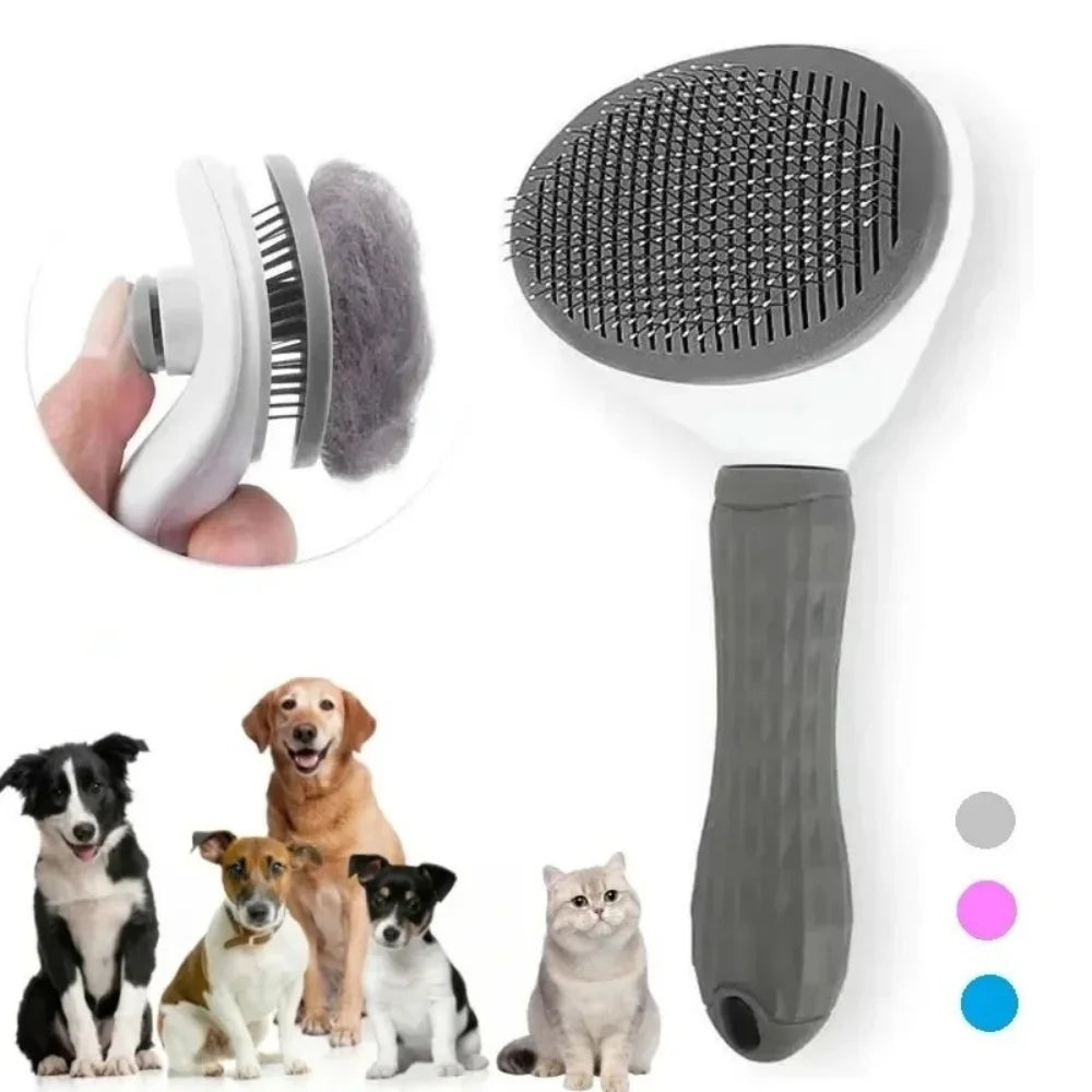 Pet Hair Brush Stainless Steel Grooming Comb Efficient Hair Remover For Dogs And Cats Portable Pet Cleaning Grooming Accessories Qme