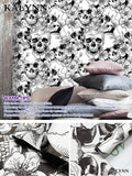 Halloween Peel Stick Wallpaper Sugar Skull Floral Bedroom Black White Qme Sugar Skull Floral 6mx45cm