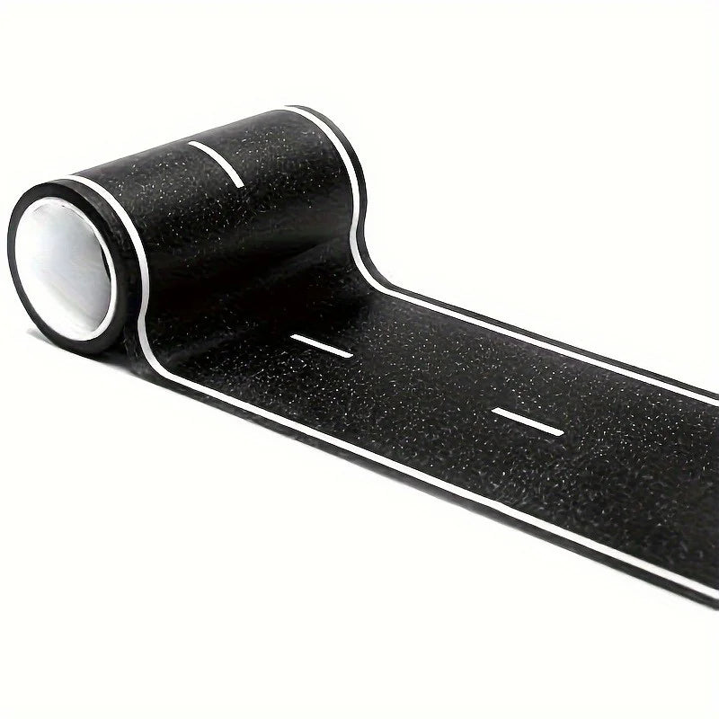 Reusable Cartoon Road Track Stickers Black Road Tape for Party Racing Decor Pre-Pasted Glitter Finish Auto-Themed Qme
