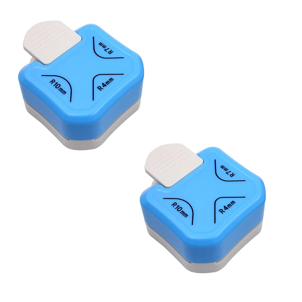 Corner Rounder Punch 3 in1 R4/R7/R10mm Round Corner Trimmer Cutter for Card Craft Scrapbook Wrapping Paper Sticker Qme 2 Pcs blue