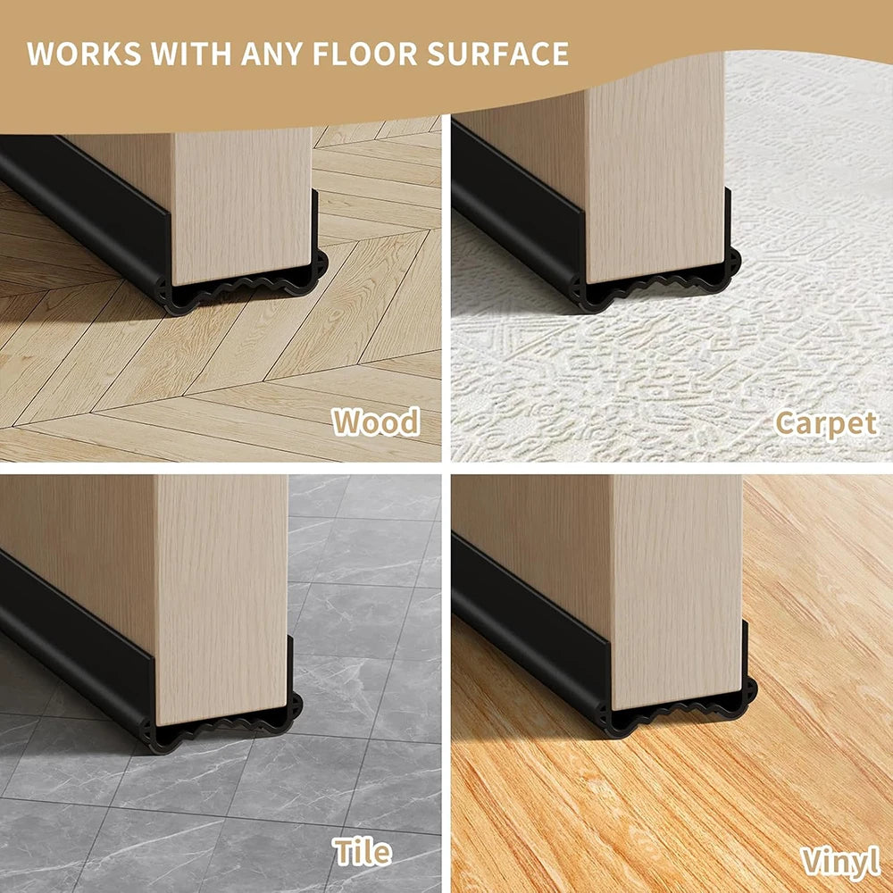 Triple Windproof Sealing Strip Door Bottom Gap Weather Strip with soundproof brush Washable and reusable Door draft stopper Qme