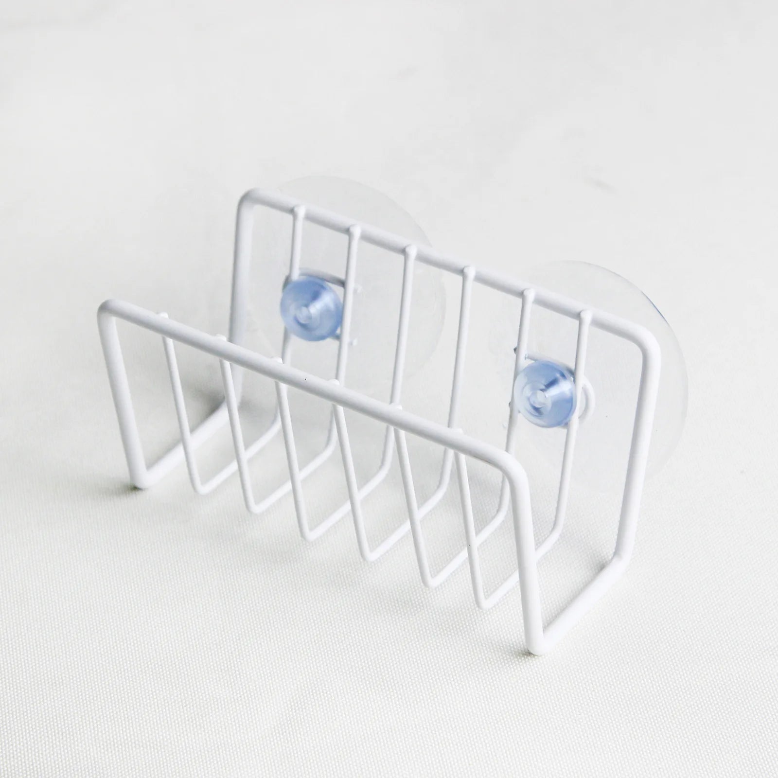 No-Drill Iron Sponge Holder Rack - Over Sink Draining Shelf, Wall-Mounted Kitchen Organizer for Dish Scrubber & Soap Dispenser Qme White