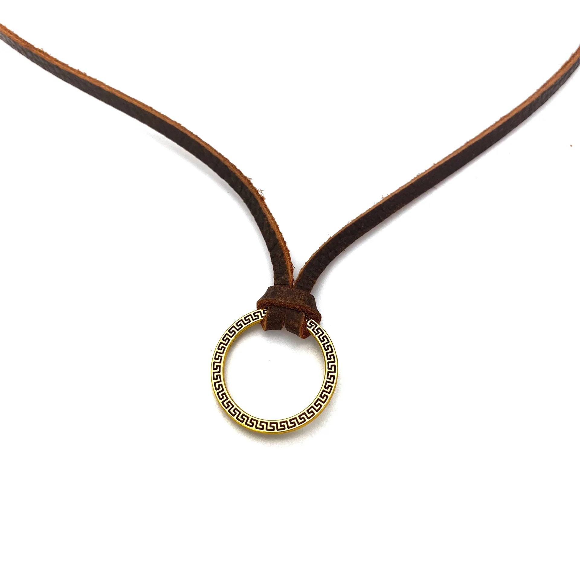 Adjustable Leather Necklace Sunglass Strap Retro Amekaji Design Qme Antique Gold Plated