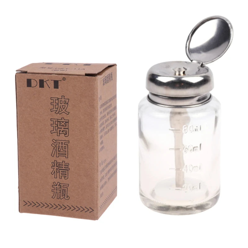 Airless Pump Bottle Clear Refillable Container Nail Polish Remover Qme